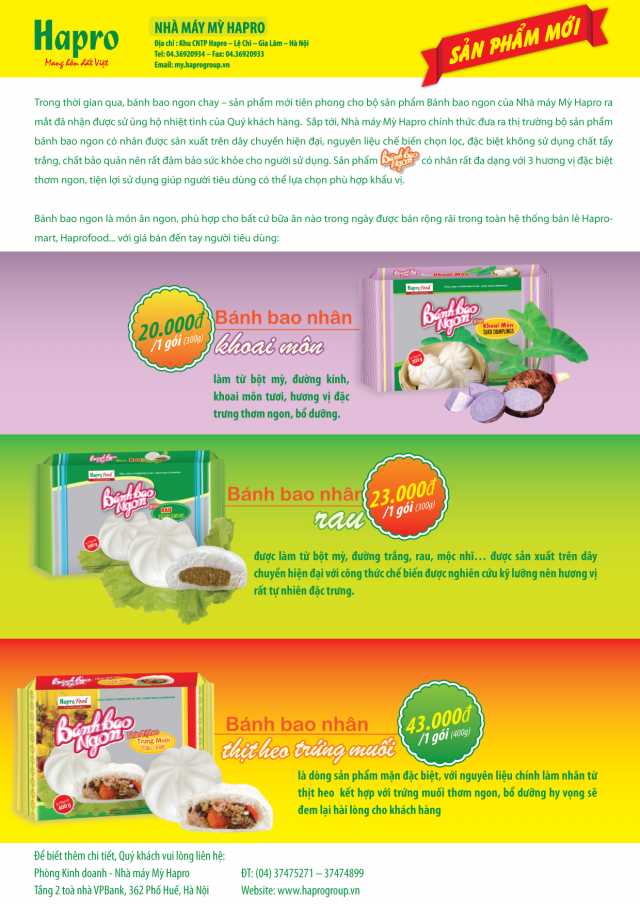 Sản phẩm bánh bao có nhân của nhà máy mỳ Hapro